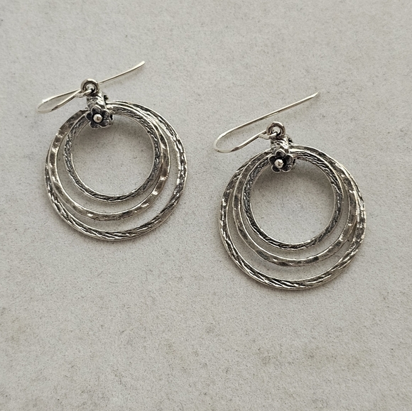 Didae Sterling 925 Silver Triple Circle Dangle Earrings - Picture 8 of 11